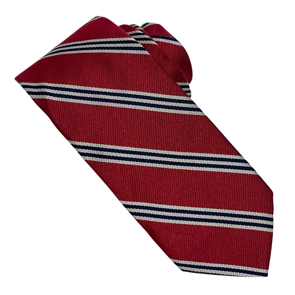 Brooks Brothers‎ Makers and Merchants Necktie Red Blue Silver Striped Silk
